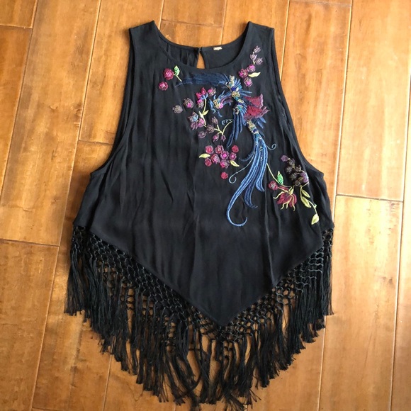 Free People Tops - Free People Lace-Up Fringe Top, M